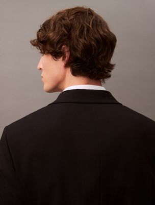 blazer slim à simple boutonnage en laine black beauty pour hommes calvin klein