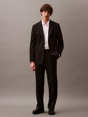 blazer slim à simple boutonnage en laine black beauty pour hommes calvin klein