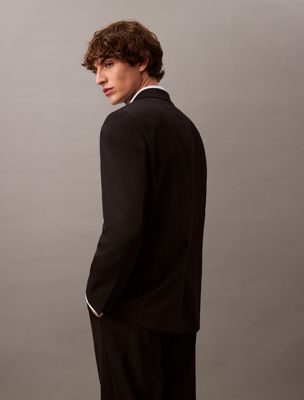 blazer slim à simple boutonnage en laine black beauty pour hommes calvin klein