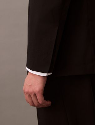 blazer slim à simple boutonnage en laine black beauty pour hommes calvin klein