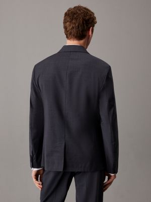 charcoal heather slim wool blend blazer for men calvin klein