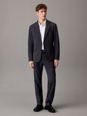 charcoal heather slim wool blend blazer for men calvin klein