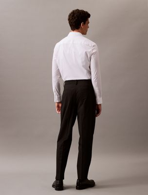 black soft pleat tailored trousers for men calvin klein