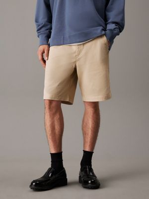 brown soft twill chino shorts for men calvin klein jeans