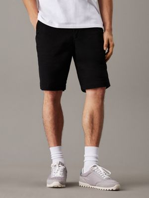 black soft twill chino shorts for men calvin klein jeans