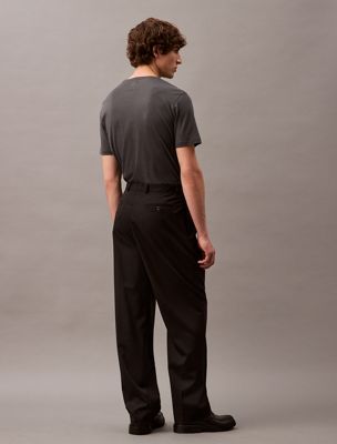 black beauty pleated wool gabardine blend trouser for men calvin klein