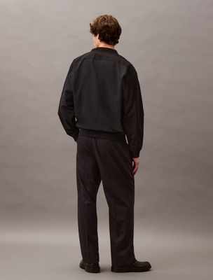 vulcan pleated wool gabardine blend trouser for men calvin klein