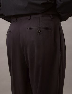 vulcan pleated wool gabardine blend trouser for men calvin klein