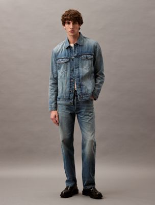 blue relaxed selvedge jeans for men calvin klein