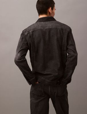 midnight stone cotton cashmere denim jacket for men calvin klein