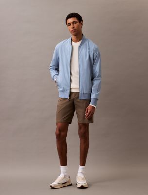 faded denim relaxed bomber jacket for men calvin klein