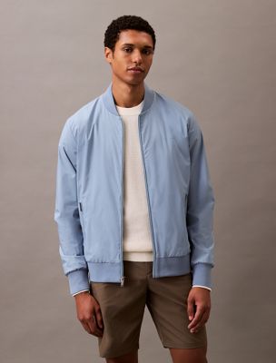 blue relaxed bomber jacket for men calvin klein