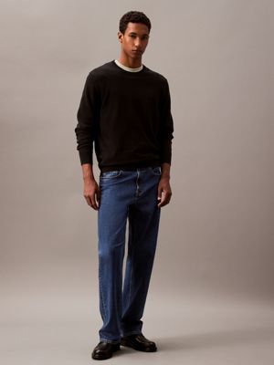 black smooth cotton jumper for men calvin klein