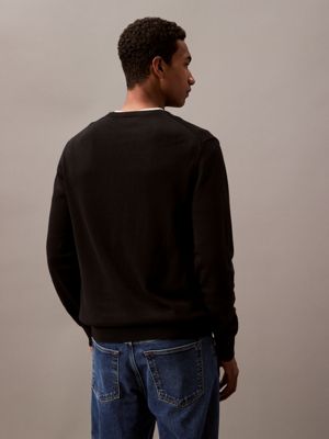 black smooth cotton jumper for men calvin klein