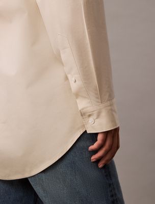 overcast pocket cotton button-down shirt for women calvin klein