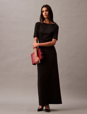 black backless jersey dress for women calvin klein