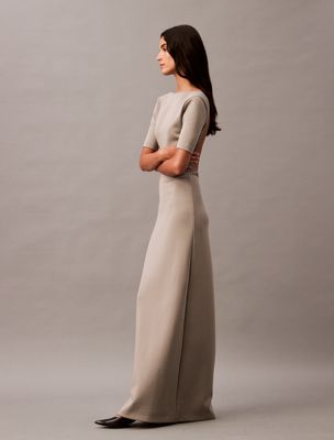 elephant skin backless jersey dress for women calvin klein