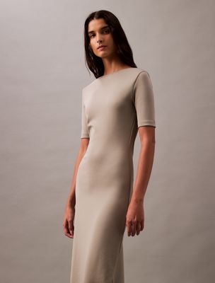 elephant skin backless jersey dress for women calvin klein