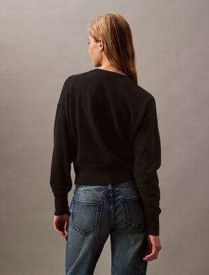 black cashmere crewneck jumper for women calvin klein