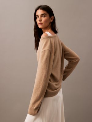 brindle cashmere v-neck sweater for women calvin klein