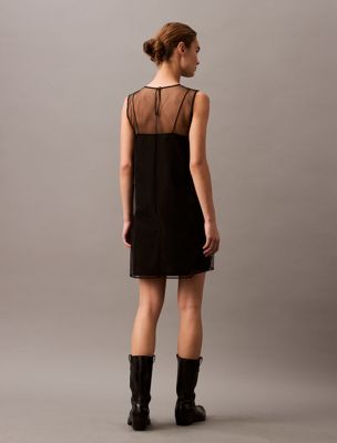 black embroidered mini dress for women calvin klein