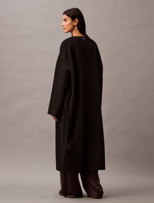 black beauty cashmere wool blend wrap coat for women calvin klein