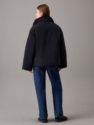 black short puffer jacket for women calvin klein
