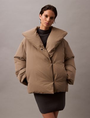 brindle short puffer jacket for women calvin klein