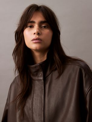 mulch leather bomber jacket for women calvin klein