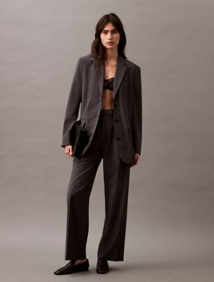 endless gray tropical wool blend blazer for women calvin klein