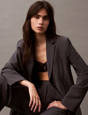 blazer in misto lana tropicale endless gray da donne calvin klein