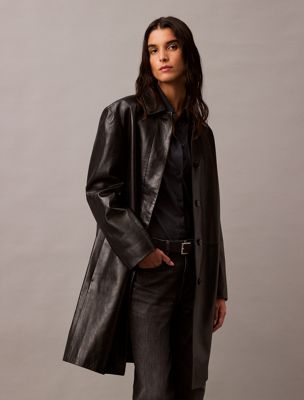 black beauty lamb leather car coat for women calvin klein