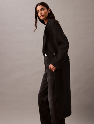 black beauty long brushed wool blend coat for women calvin klein