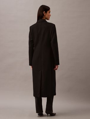 black beauty long brushed wool blend coat for women calvin klein