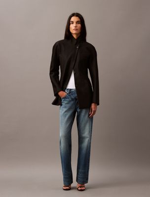 black cavalry twill jacket for women calvin klein