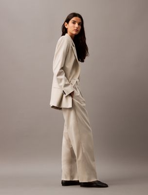 overcast pleated wool gabardine blend trousers for women calvin klein