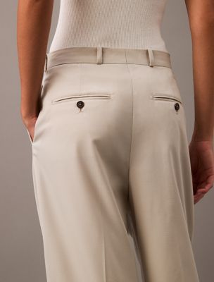 overcast pleated wool gabardine blend trousers for women calvin klein