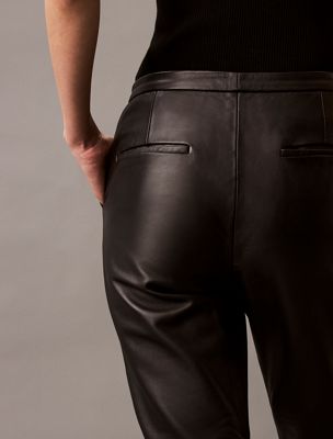 black beauty leather slim fit pants for women calvin klein