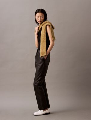 pantaloni slim in pelle black beauty da donne calvin klein