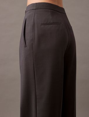 endless gray tropical wool blend pleated pants for women calvin klein