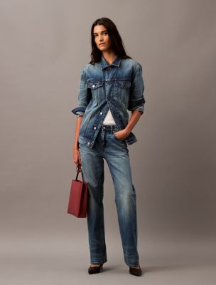 blue relaxed selvedge jeans for women calvin klein