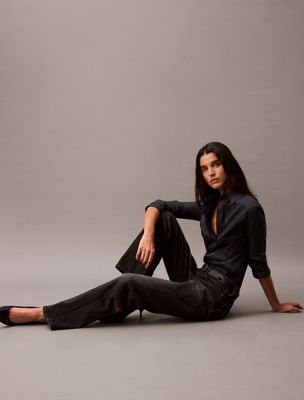 midnight stone loose fit kaschmir-denim-jeans für damen - calvin klein