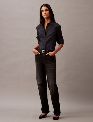 blue loose fit kaschmir-denim-jeans für damen - calvin klein