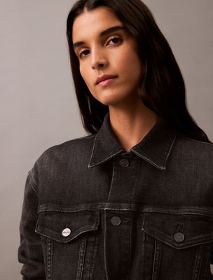 midnight stone cotton cashmere denim jacket for women calvin klein