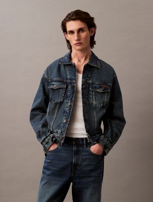 multi 90's trucker jacket for men calvin klein