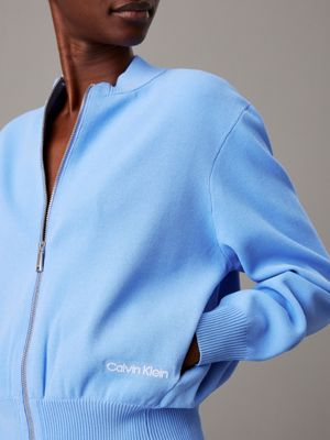 vista blue viscose bomber jacket for women calvin klein