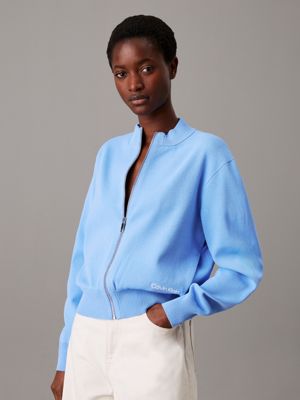 blue viscose bomber jacket for women calvin klein