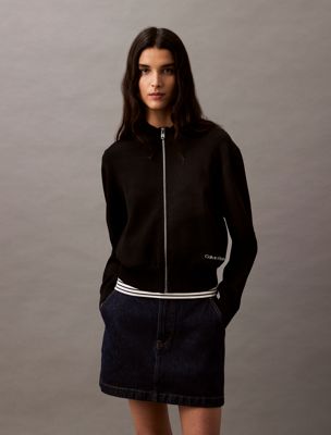 black viscose bomber jacket for women calvin klein