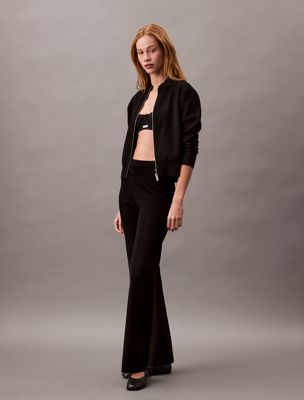 black stretch viscose trousers for women calvin klein