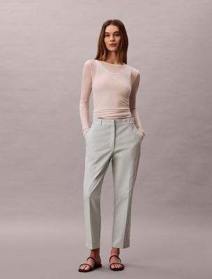 blue cotton stretch straight chino pants for women calvin klein